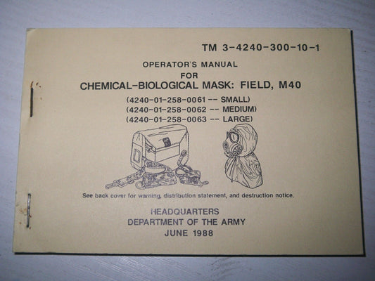 Bedienungsanleitung MASK M40 US ARMY