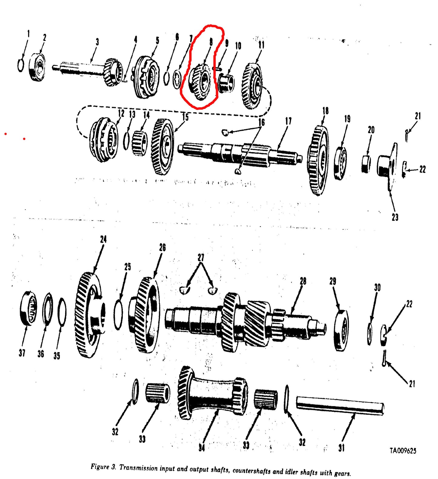 M35 transmission 4th gear P/N:10914637, M35A2 Multifuel
