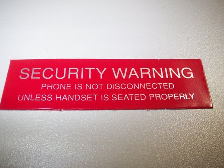 Aufkleber: SECURITY WARNING (Telefon)