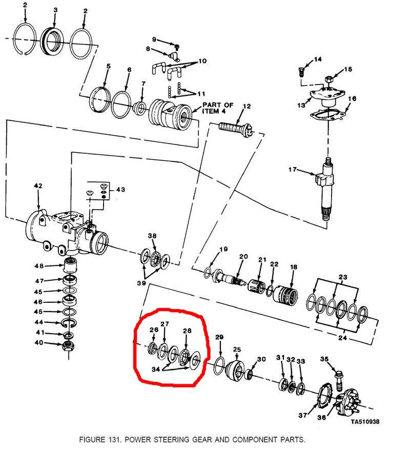 Lagersatz Lenkgetriebe oben CUCV Chevy K5, K30 + HMMWV
