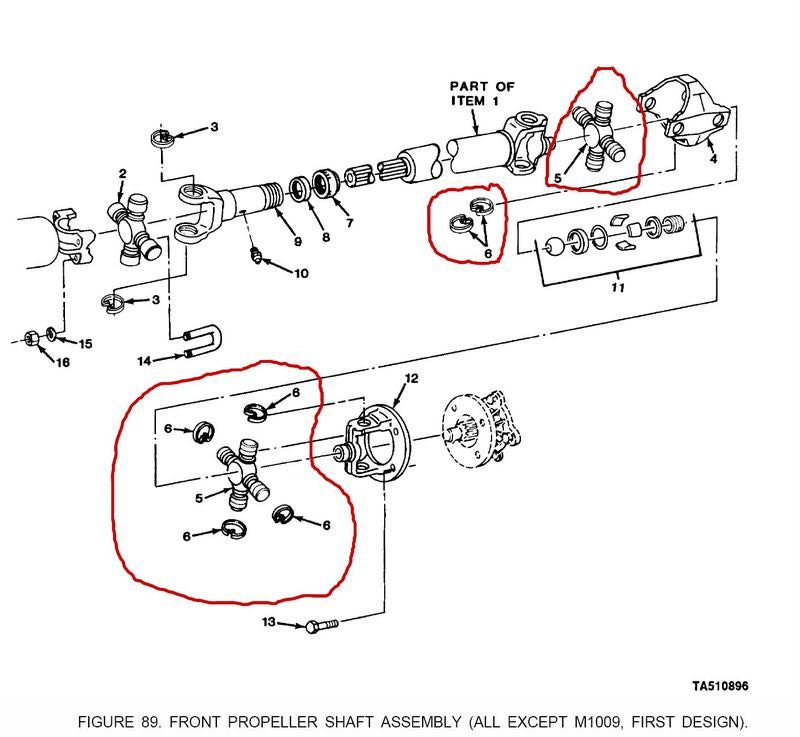 Kreuzgelenk Antriebswelle vorne + hinten CUCV Chevy K5 + K30
