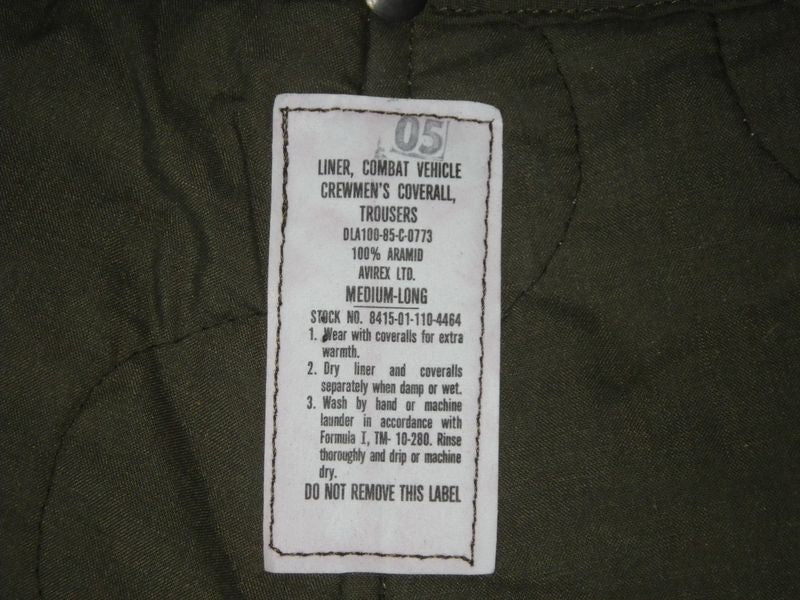 Liner CVC Coverall Medium-Long US ARMY