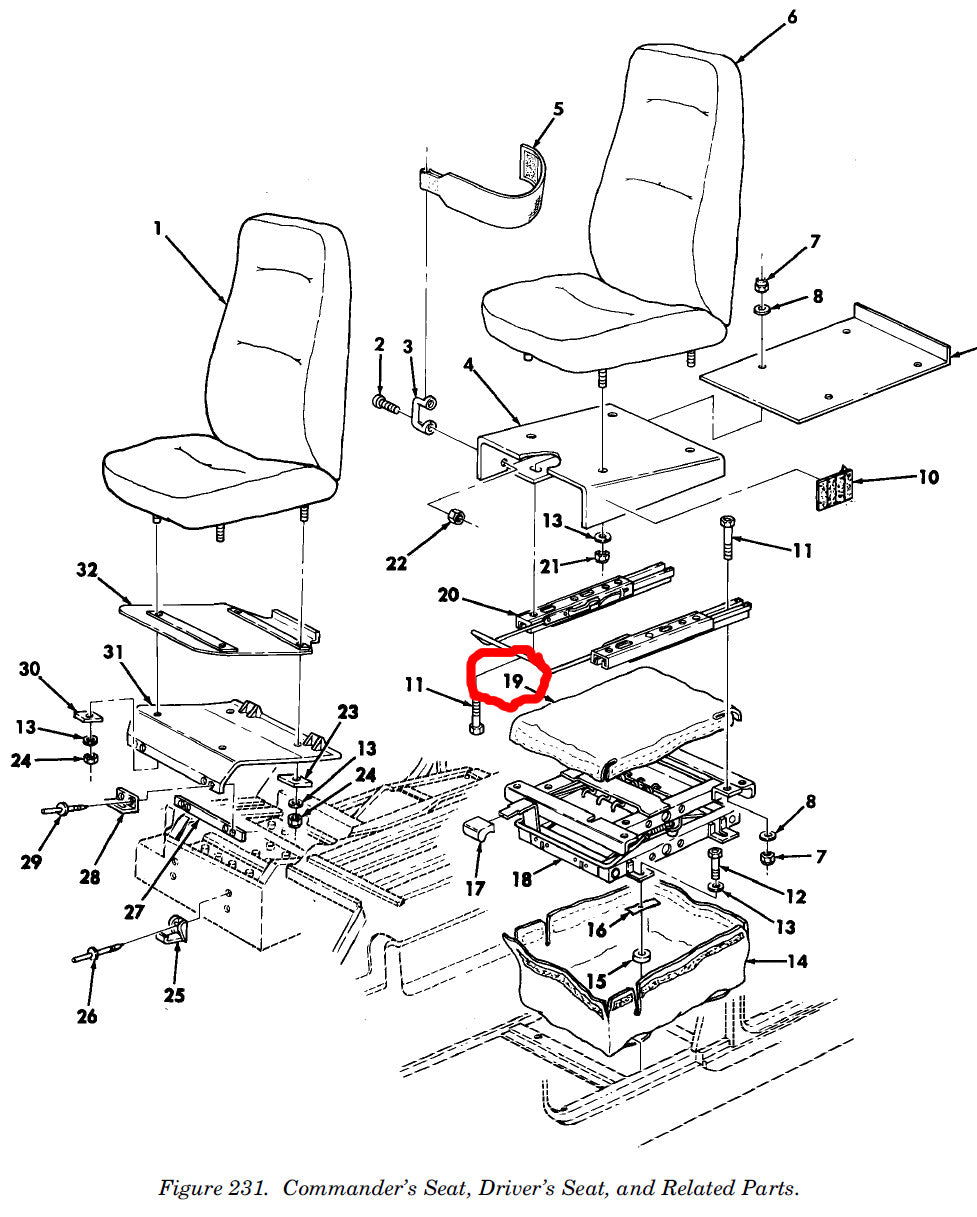 Abdeckung Sitzmechanik Fahrersitz HMMWV