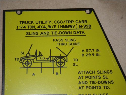 Typenschild (Version A) M998 HMMWV