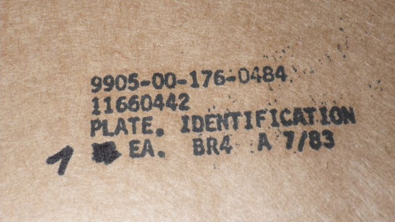 Typenschild / Dataplate M151A2 Ford MUTT