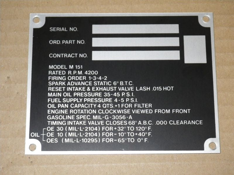 Dataplate M151 Motor