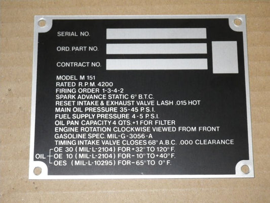 Dataplate M151 Motor