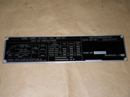 Dataplate M621 U/V REO 2,5 ton