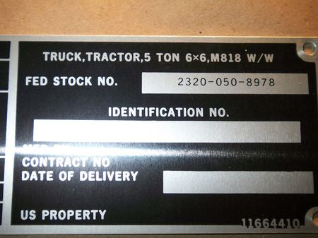 Typenschild M818, Tructor 5 Ton
