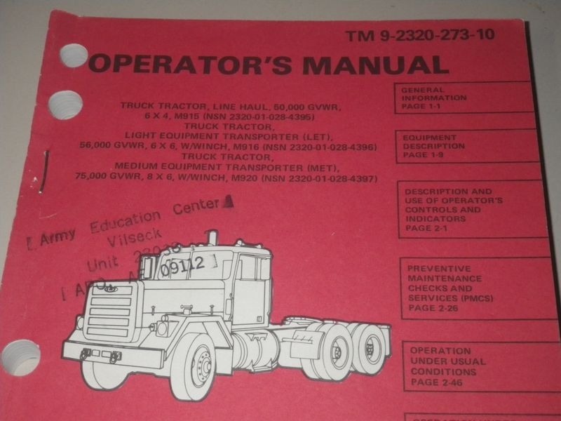 Operators Manual M915, M916, M917, M920