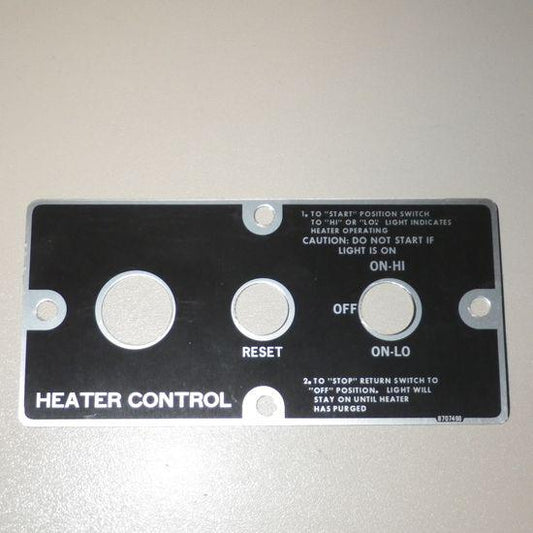 Plate "Heater Control" Fahrzeugheizung US ARMY