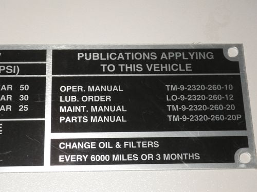 Plate Servicing Data M800 Serie 5ton Truck