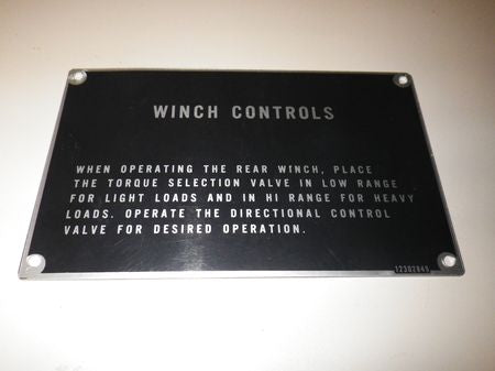 Hinweisschild Seilwinde Wrecker M816, M936 US ARMY