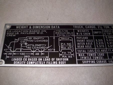 Typenschild Blanko M35 Serie Truck