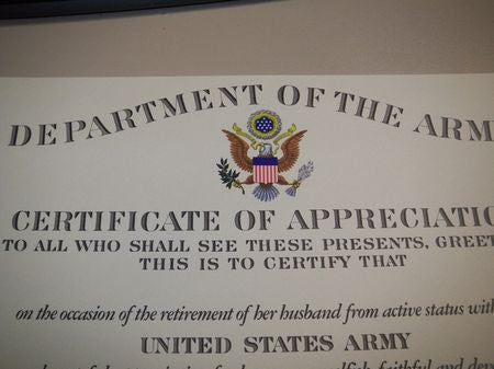 Urkunde US ARMY Retierement