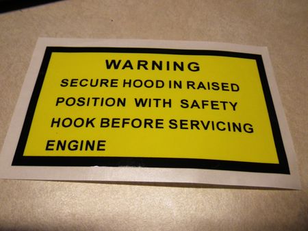 Aufkleber Motorhaube WARNING , US  M-Serie