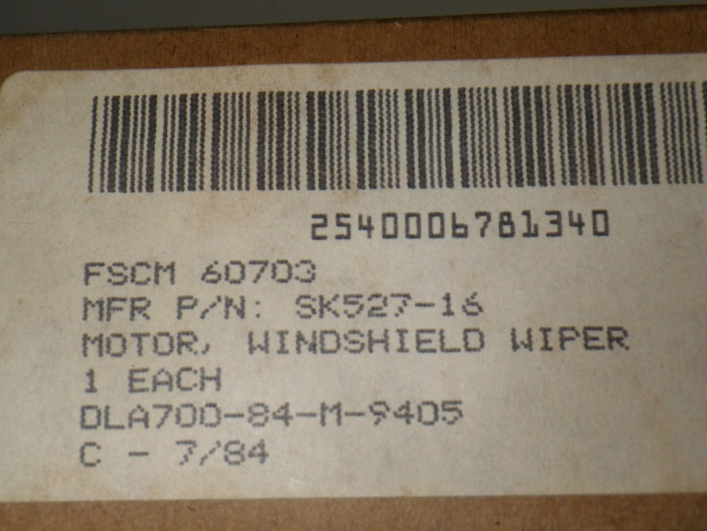 M151A1  Wiper Motor, 2540-00-678-1340