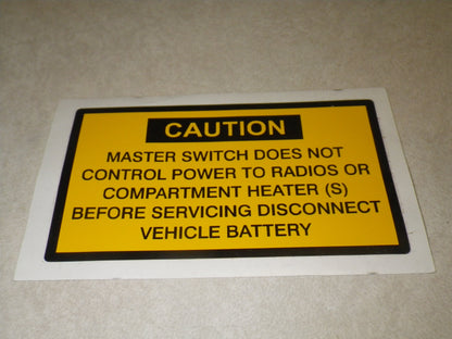 7690-01-038-5701, Decal Master switch power M113, M548, M730