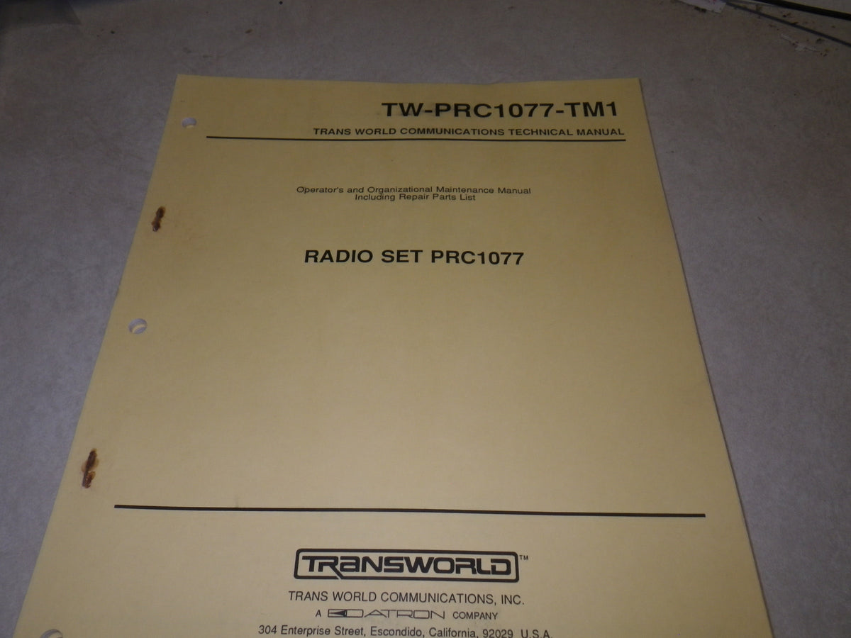 TM Radio PRC-1077, Technical Manual, TW-PRC1077-TM1
