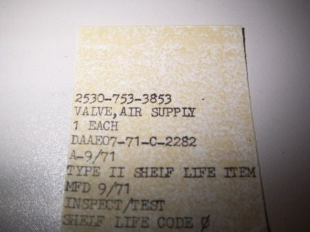 Air Supply valve, M35, M52, M800 Series