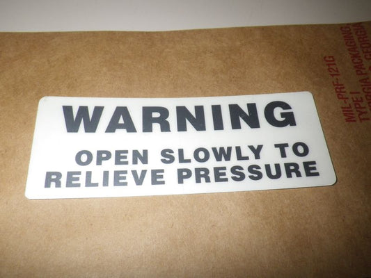 Aufkleber Kühler "Warning open slowly"
