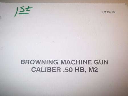 Field Manual über Browning Machine Gun M2