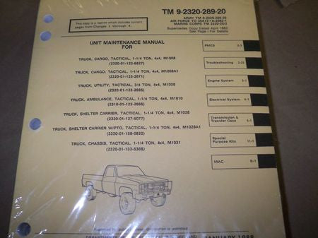 Reparaturanleitung CUCV, Chevy Blazer / Pickup, TM 9-2320-289-20