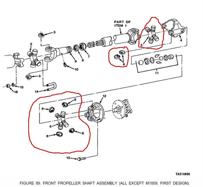 Kreuzgelenk Antriebswelle vorne + hinten CUCV Chevy K5 + K30