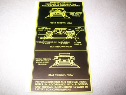 Aufkleber Verladehinweise HMMWV, Decal transportation tiedown instructions HMMWV
