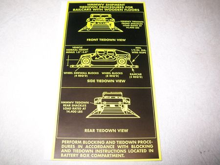 Aufkleber Verladehinweise HMMWV, Decal transportation tiedown instructions HMMWV