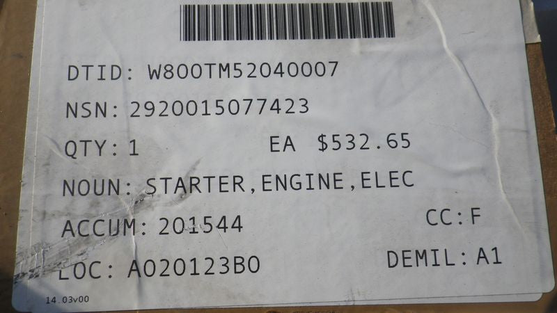 Anlasser 24 Volt HMMWV M998 US ARMY