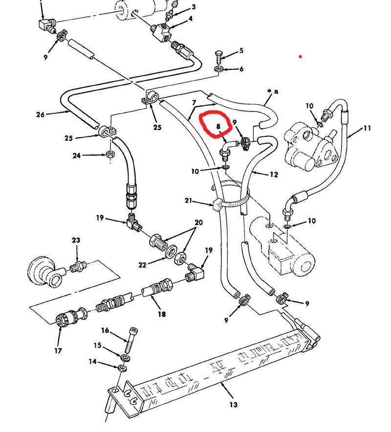 Anschlussfitting Rücklauf Lenkgetriebe HMMWV
