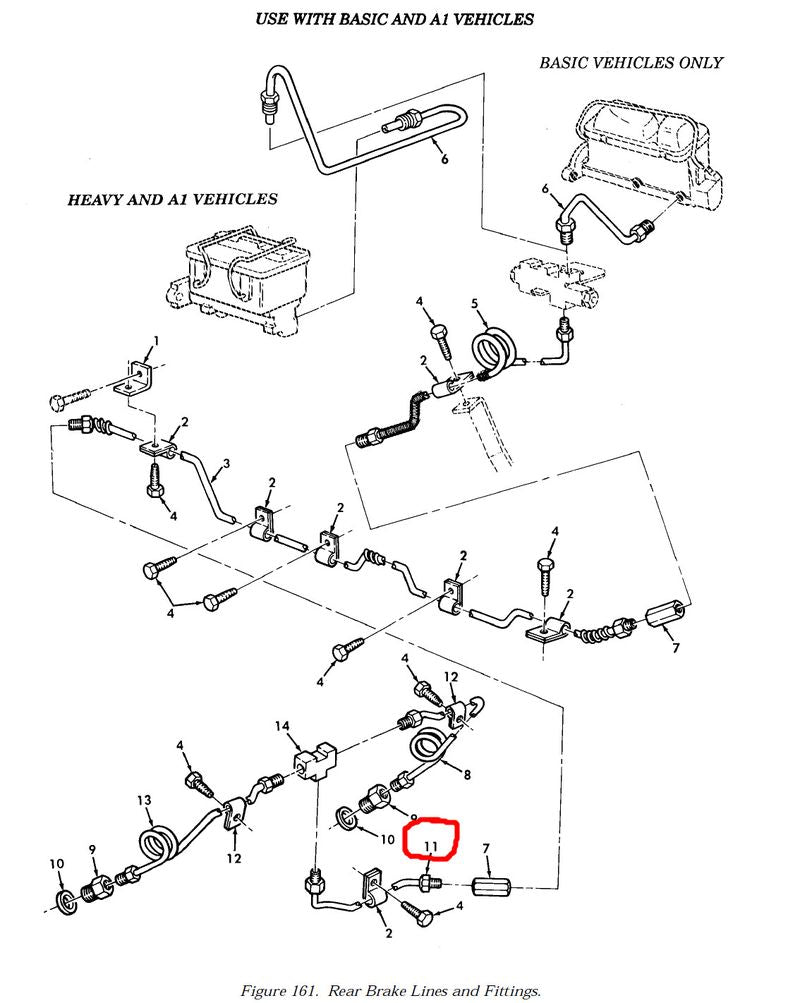 Bremsleitung Hinterachse T-Stück nach vorne HMMWV M998