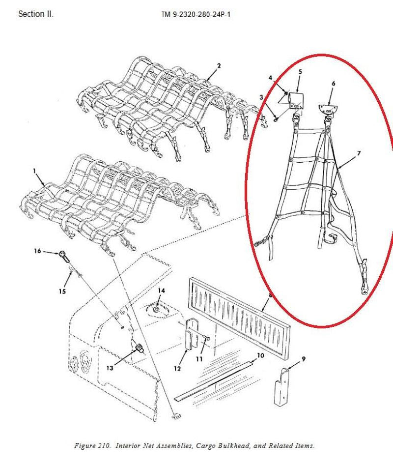Gepäcknetz HMMWV Slantback seitlich hinten seitlich