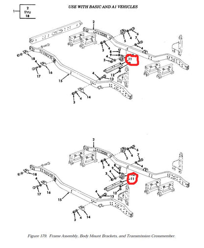 Rahmen Querstrebe 3-Gang Getriebe HMMWV