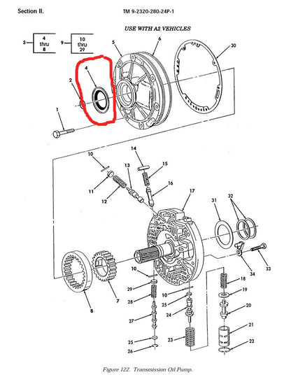 Dichtring Wandler zu Ölpumpe 4L80e HMMWV, 8661602, NSN 5330013791139