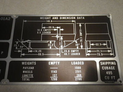 Typenschild Anhänger M101A2  3/4ton