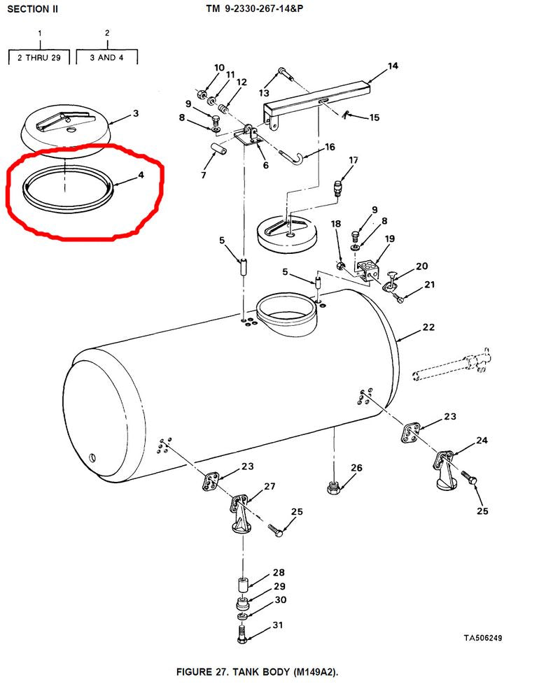 Dichtung Tankdeckel M149A2 Wasserfass