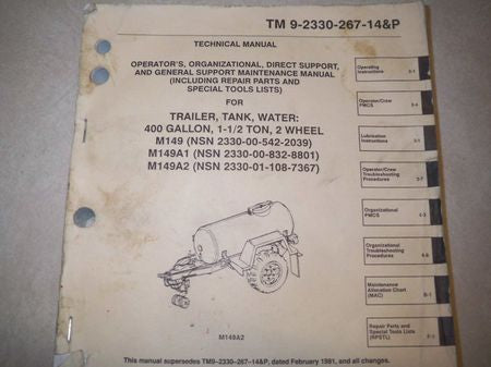 Technical Manual M149, Wasseranhänger