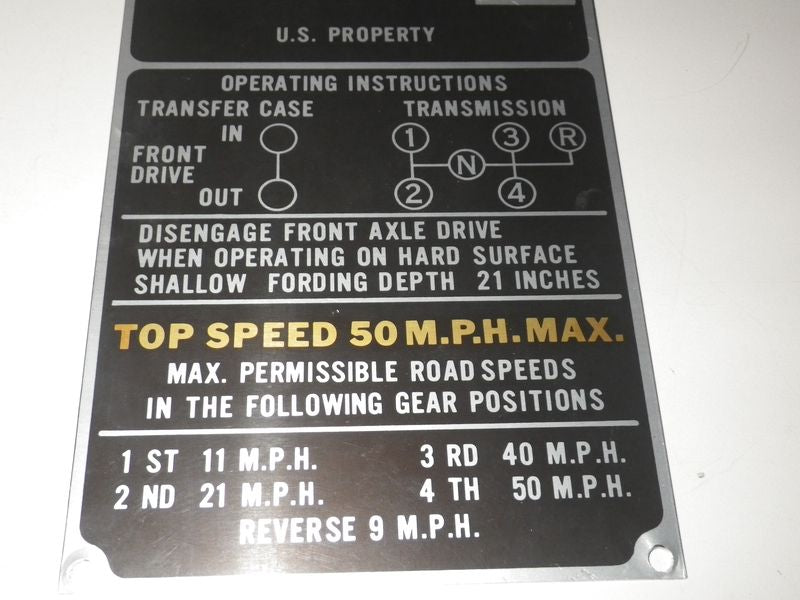 Typenschild M151A1C Recoiless Rifle Carrier