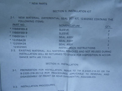 Dichtsatz Differenzial M151 Ford MUTT