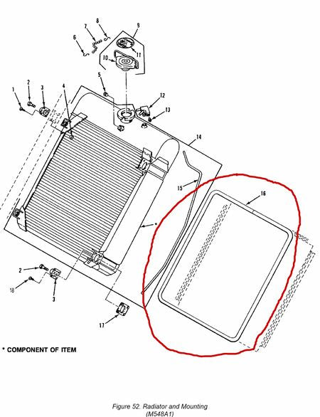 Dichtung Kühler / Radiator M548A1 US ARMY