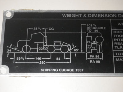 Typenschild M52-A2 Truck Tructor