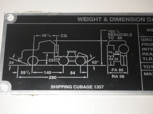 Typenschild M52-A2 Truck Tructor