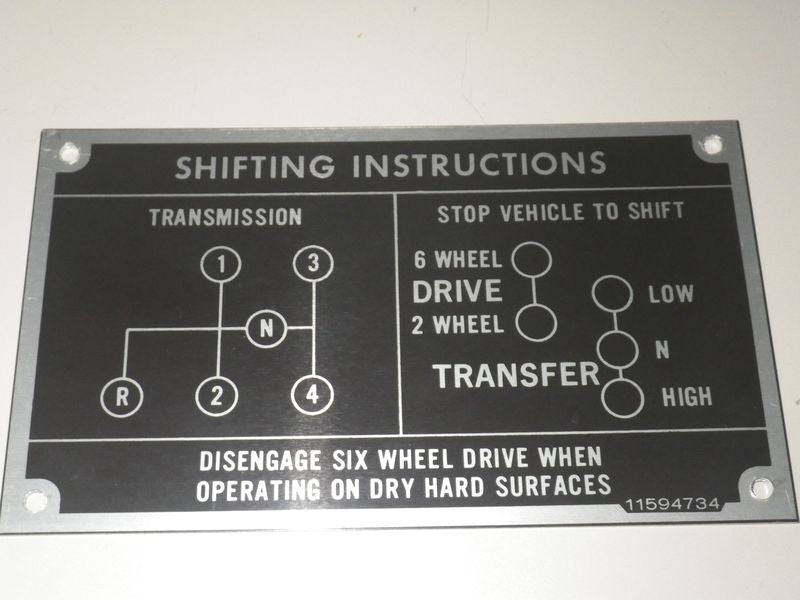 Schild Gangschaltung M561 Gama Goat