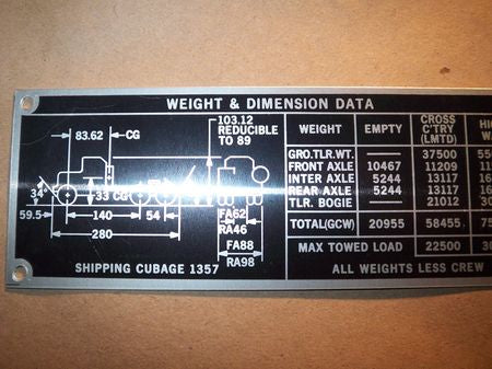 Typenschild M818, Tructor 5 Ton