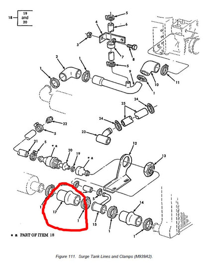 Schlauch Kühler Surge Tank M900A2  US ARMY