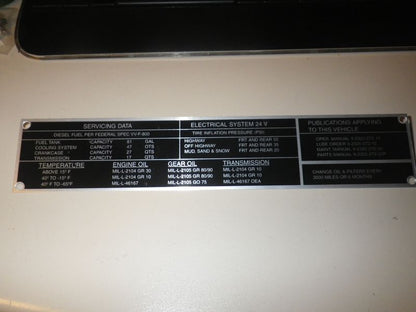 Hinweisschild Service Data M900 Serie 5ton