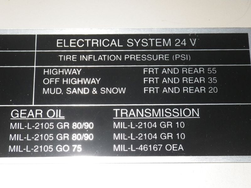 Hinweisschild Service Data M900 Serie 5ton