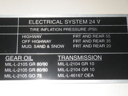 Hinweisschild Service Data M900 Serie 5ton